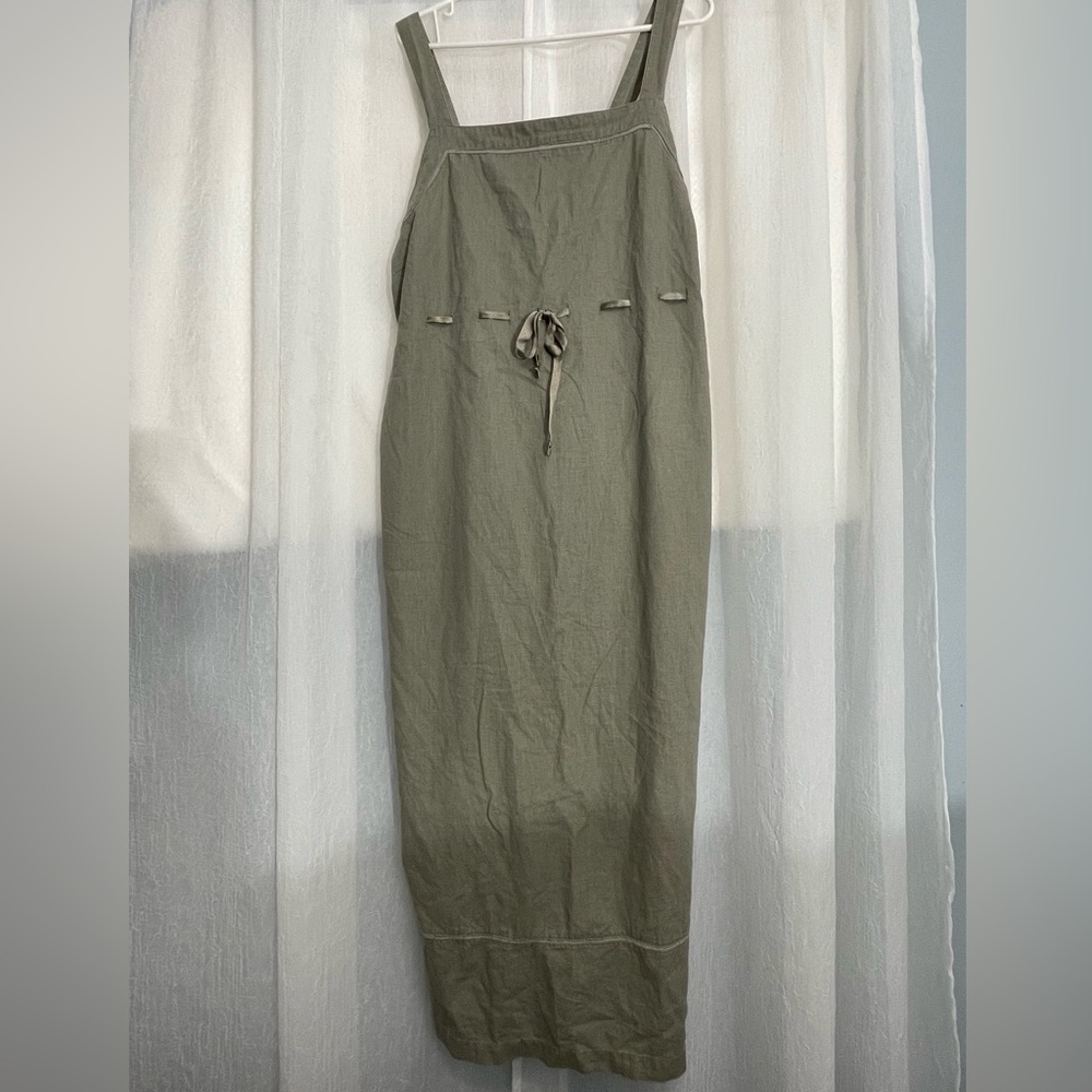 D.P.S woman light khaki dress as tie in front and crisscross  back size 1x